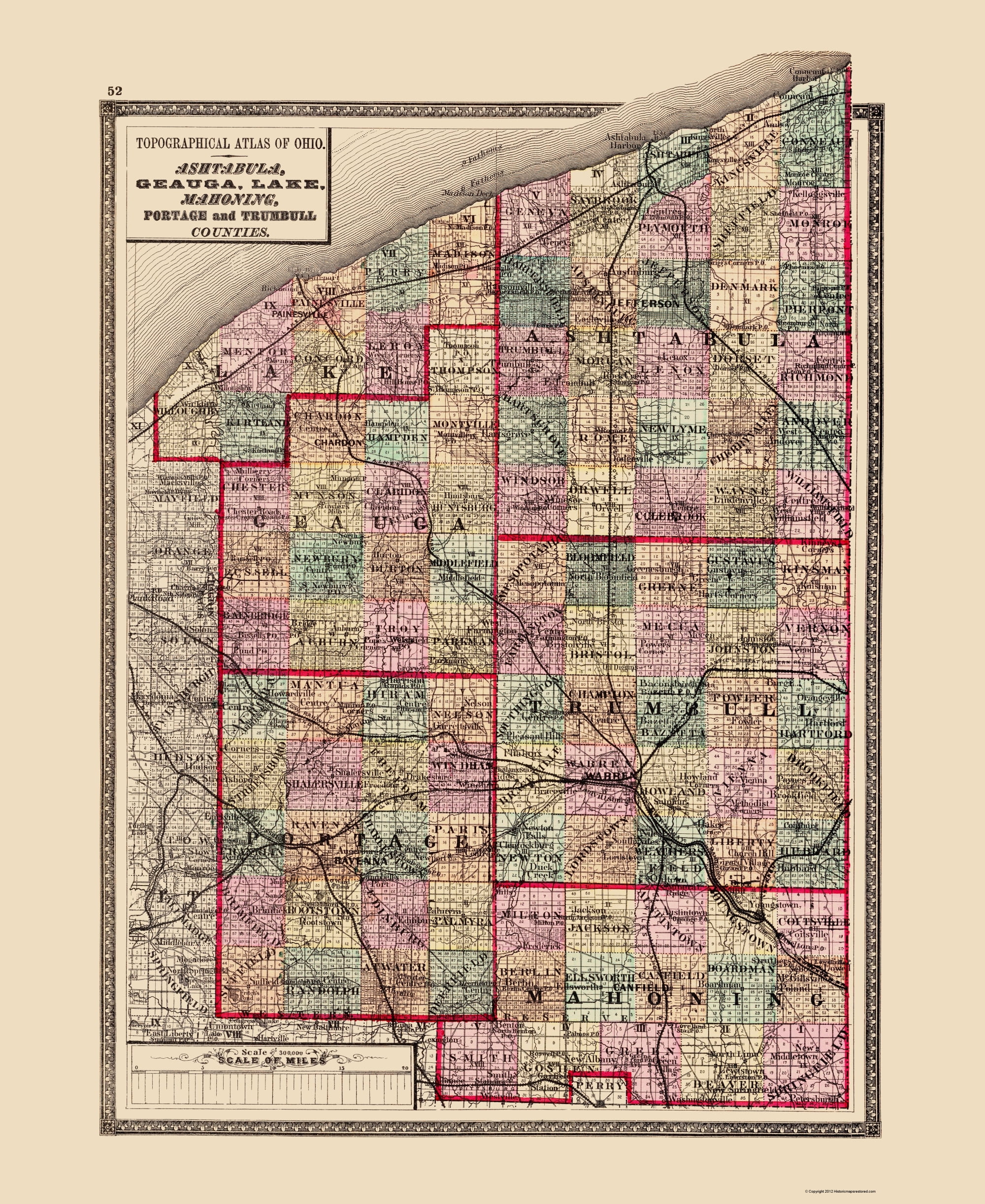 Ashtabula Geauga Lake Mahoning Portage Counties Ohio Walling 1872
