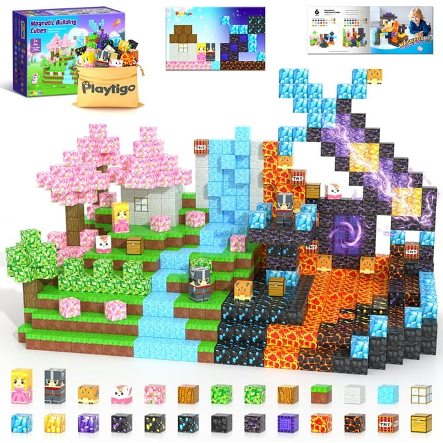 Bloques magnéticos Playtigo 154PCS Build Mine Magnet World