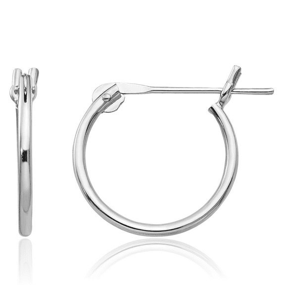 14K Solid White Gold 1mm Huggie Small Hoop Earrings
