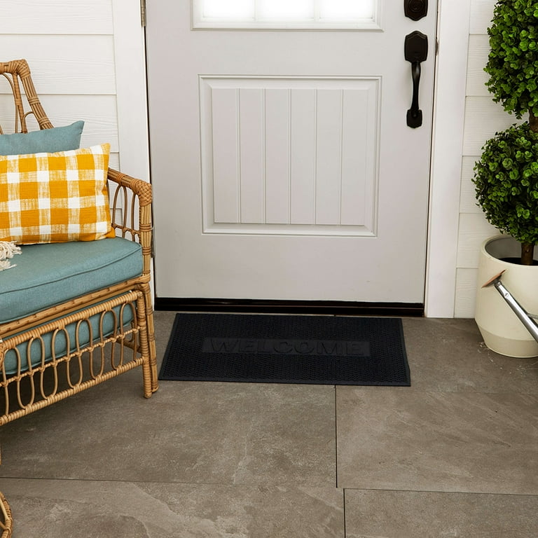 Mainstays Honeycomb Welcome Rubber Outdoor Doormat, Black