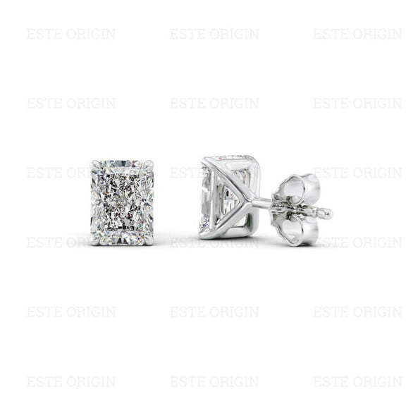 IGI Certified 0.5 Ct Radiant Cut Lab-Grown Diamond Stud Earrings – 14K White Gold | Women's Earrings