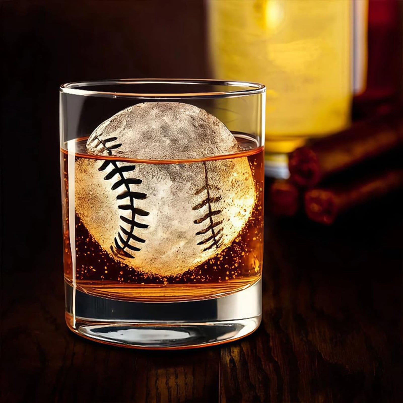 Hearthoom Baseball Ice Cube Molds, Big Round Whiskey Ice Cube Trays for Freezer, Easy to Fill & Release, Sphere for Reusable Tray,Black 1
