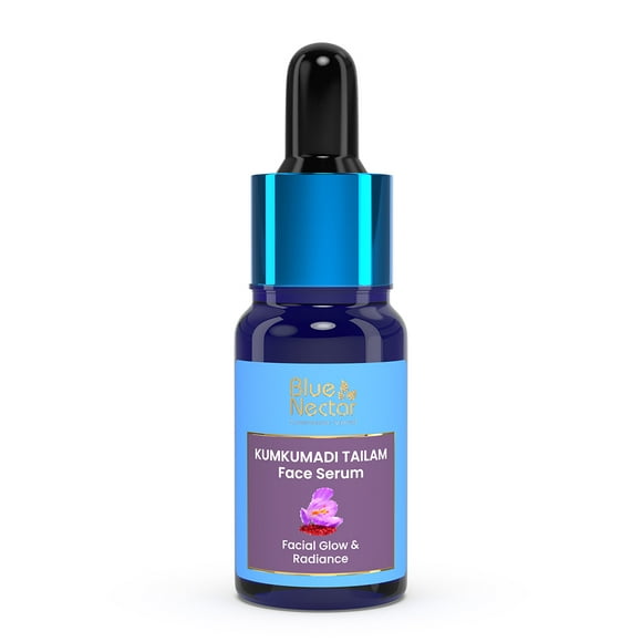 Blue Nectar Kumkumadi Oil, Ayurvedic Face Oil with Pure Saffron & Sandalwood, Anti Aging Serum for Face, Natural Face Moisturizer for Women (26 herbs, 0.34 Fl Oz)l)