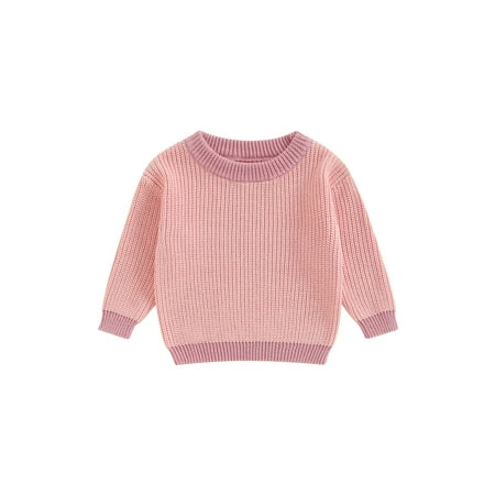 

Baby Knit Sweaters Long Sleeve Round Neck Contrast Color Pullover