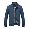 thumbnail image 6 of Rexolia Men’s Zip Front Golf Jacket Lightweight Plaid Lined Slim Fit Casual Outdoor Wind Resistant Dark Blue L, 6 of 6