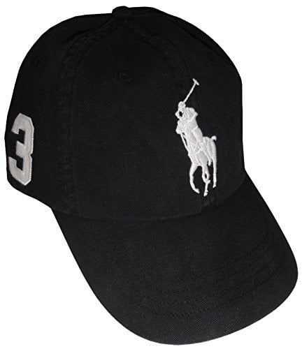 black polo hat with white horse
