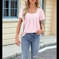 thumbnail image 4 of Blusas Tipo Túnica para Mujer, Holgadas, de Corta, con Cuello Redondo, Informales, de Verano Rosa L, 4 of 10