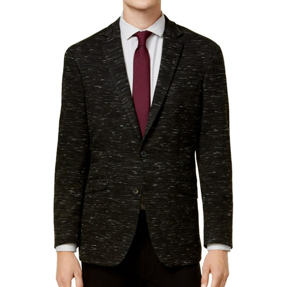 Kenneth Cole Mens Knit Two Button Blazer Jacket, Grey, 44 Regular