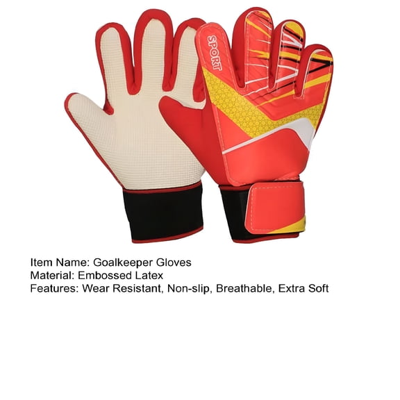 TELOLY 1 Pair Goalkeeper Gloves Breathable Impact Resistant Non-slip Texture Football Training Gloves Goalie Gloves for Kids