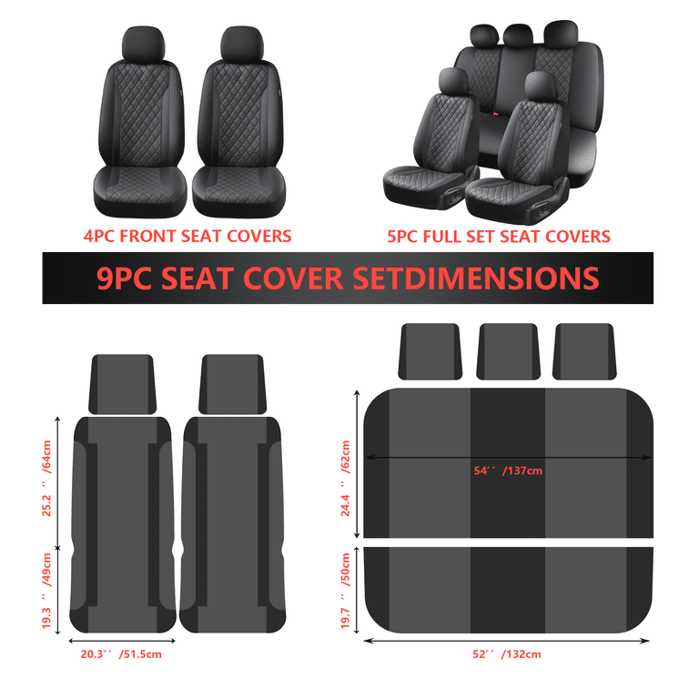 Coverado Black PVC Car Seat Covers, 9-Piece Full Set photo 5