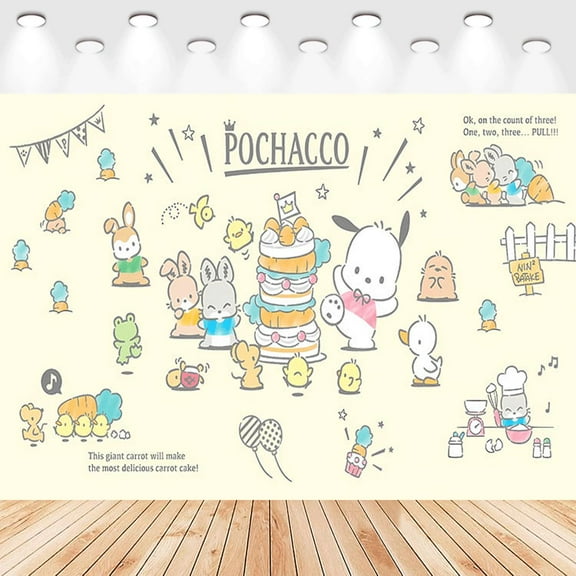 5 X3ft Pochacco Cartoon Birthday Party Decorations Supplies, Masks Party Photography Backdrop Photo Decor Banner, Kids Boys Baby Shower Photography Backdrop