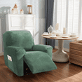 thumbnail image 2 of Northern Brothers Stretch Velvet 1-Seater Sofa Recliner Slipcover, a set of 4 Lazy Lounge Recliner Protective Covers,Light Green, 2 of 6
