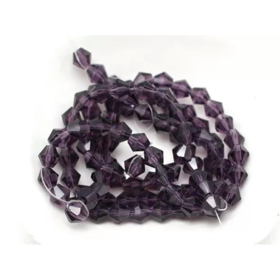 EOEMY 100Pcs 6mm Bicone Bead Faceted Crystal Glass Beads Color For Choice-Purple