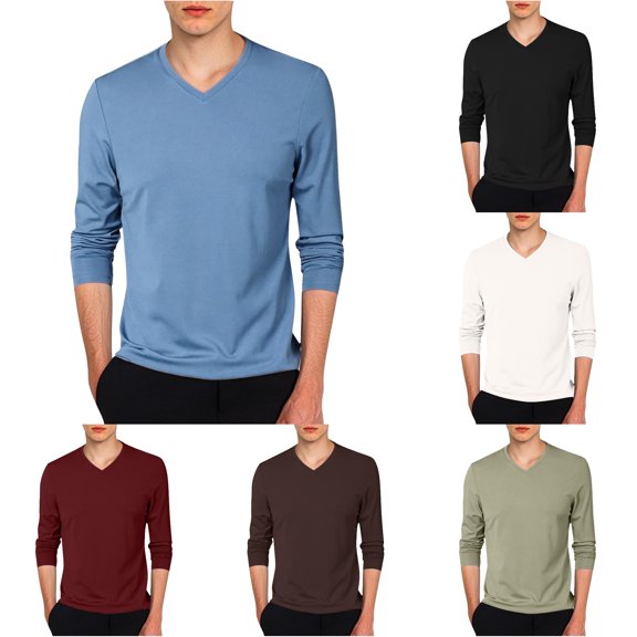 Men's Slim Fit Lightweight V Neck Long Sleeve T Shirt Casual Layering Top Large T Shirt Mens Tee Men Tees and Tops Man T Shirt Fishnet Shirt Unisex T Shirt T Shirt Organizer Men T Shirts Fashion Mens
