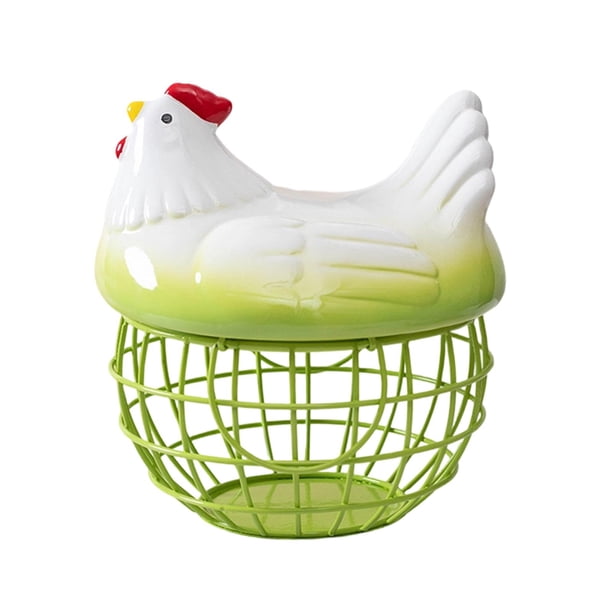 Cesta para huevos, cesta versátil para recoger huevos, adorno de escritorio, contenedor de verduras Verde