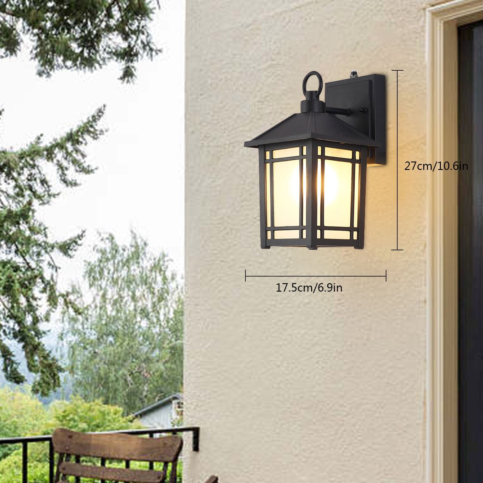 Light Sensor Light Outdoor Wall Light Waterproof Porch Light E26 Bulbs Not Included Exterior Light Fixture for House Patio Garage