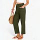 thumbnail image 5 of Pincandy Women's Solid Color Elastic Waist Pockets Linen Blend 9-Point Pants, Casual & Daily Wear, 5 of 7