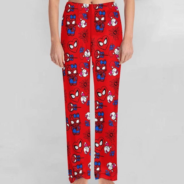 Anime Cartoon Pajama Pants for Women Girls Cute Cat Flannel Comfy Sleep Bottoms
