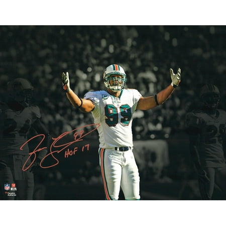 Jason Taylor Miami Dolphins Autographed 11" x 14" Spotlight Photograph with "HOF 17" Inscription - Fanatics Authentic Certified