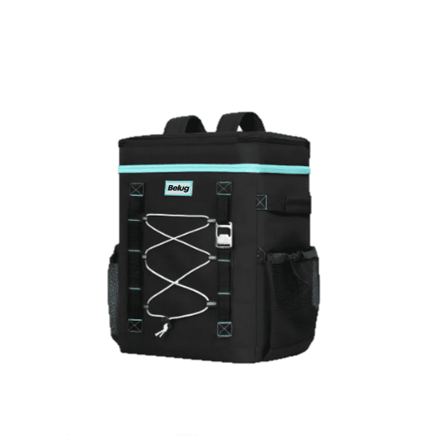 Mochila Hielera Impermeable Bolsa Térmica 30 L Belug Negra con Azul