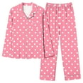 thumbnail image 5 of Caywon Women's Valentine's Day Printed Pajama Set with Pockets, 1 Top + 1 Pants Long Sleeve Collared Homewear Set Casual Comfortable Sleepwear Outfit, 5 of 7