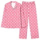 thumbnail image 5 of Pijama informal de manga larga con estampado para mujer, traje de pijama con solapa holgada y bolsillo con botones, top y pantalones de poliéster., 5 of 7
