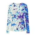 thumbnail image 3 of Women's Floral Printed Knit Shirt Casual Long Sleeve Round Neck Stretch Slim Fit Shirt Top, 3 of 7