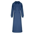 thumbnail image 3 of nerohusy Women's Long Sleeve Fleece Hoodie Dress Plus Size Oversized Maxi Sweatshirt with Pockets Navy,XXXL, 3 of 8