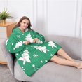 thumbnail image 5 of Oversized Wearable Blanket Hoodie,Green Christmas Tree Pattern Sherpa Blanket Hoodie with Super Pockets,Super Warm Fuzzy Pullover for Women & Men, 5 of 6