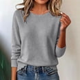 thumbnail image 5 of YHAJDS Pullover Sweaters for Women Solid Color Crew Neck Long Sleeve Lightweight Business Casual Knit Shirts Winter Outfits, 5 of 9