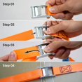 thumbnail image 4 of Lashing Straps, Length 6 M, Width 25 Mm, Load Capacity 150 Kg, Orange (pack Of 4), 4 of 5