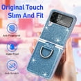 thumbnail image 5 of Allytechgroup Glitter Bling Case for Samsung Galaxy Z Flip 4, Ring Holder Slim Fit Soft TPU Anti-Scratch Bumper Shockproof Luxury Phone Case for Girls Women, Blue, 5 of 5