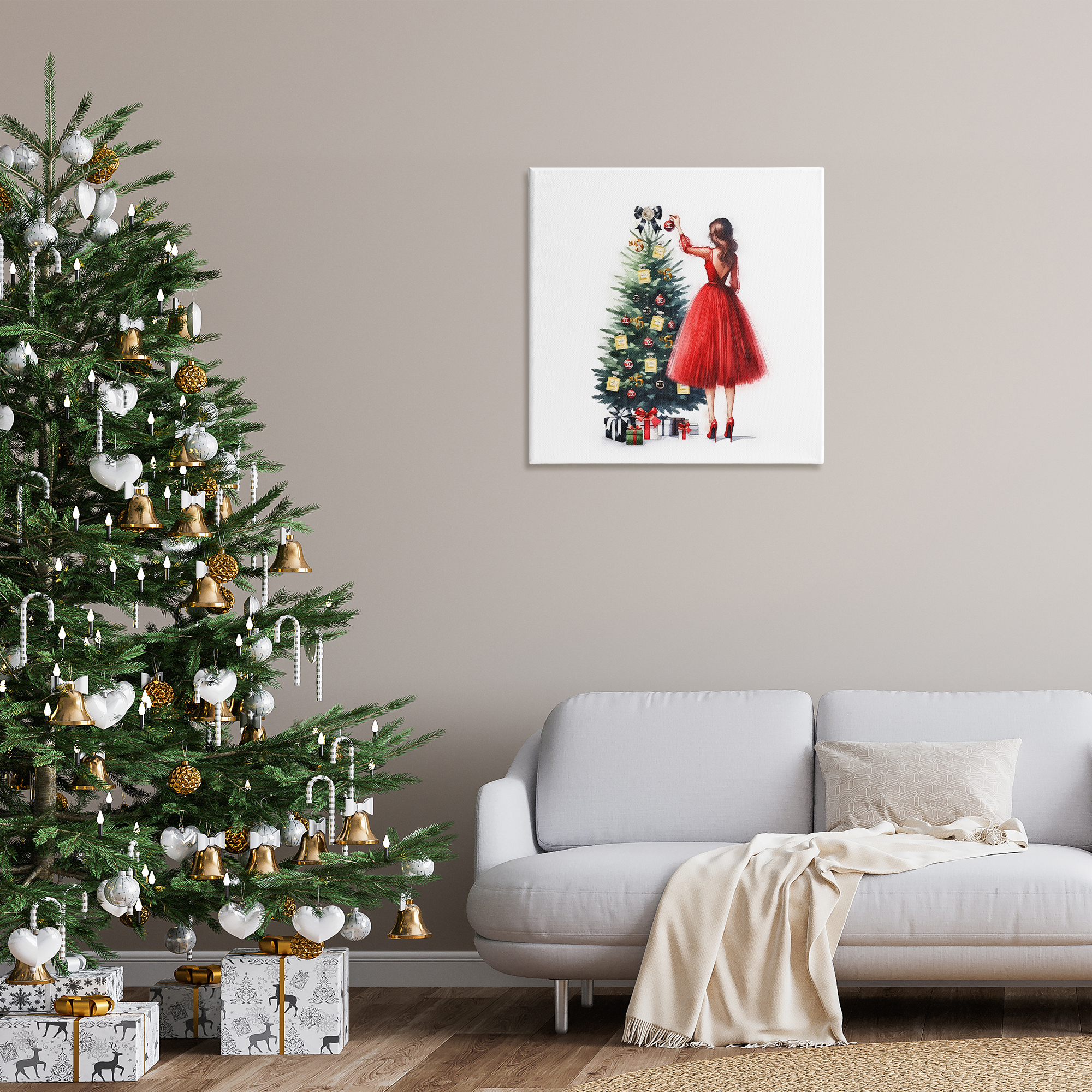 Stupell Industries Fashion Tree Ornaments Holiday Painting Gallery Wrapped Canvas Art Prints Wall Art, 30 x 30