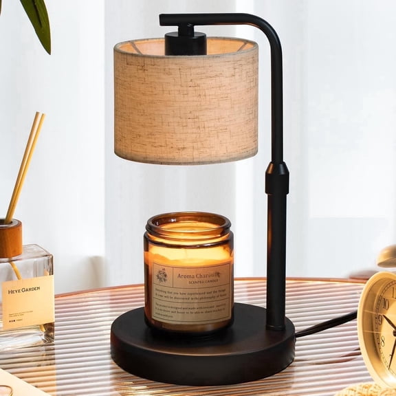 NOYAFA Electric Candle Warmer Lamp with Timer and Dimmer, Adjustable Height, 2 GU10 Bulbs, Black
