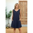 thumbnail image 6 of Women'S Summer Solid Color Round Neck Hollow Pleated Sleeveless Dress with Pockets Tibet XL, 6 of 9