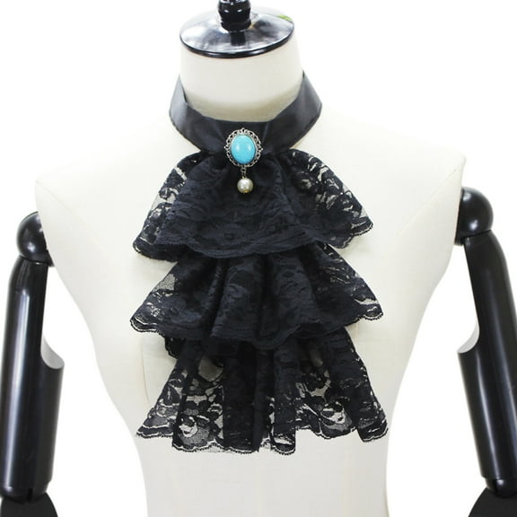 Womens Steampunk Colonial Jabot Necktie Victorian Ruffle Neck Collar Detachable Collar Cosplay Costume Accessories