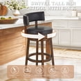 thumbnail image 3 of COLAMY Swivel Bar Stools Set of 3, 30 Inch Bar Height Stools, Modern Upholstered Wood Bar Chairs with Back for Kitchen Island & Home Bar, Fits 40-45" Bar Height, Dark Brown, 3 of 9