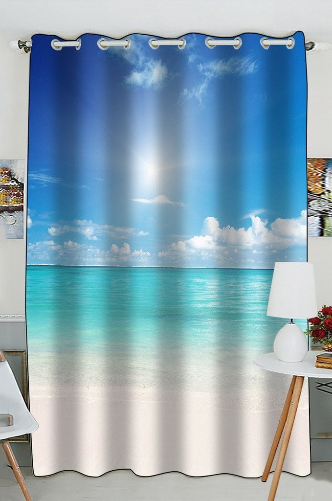 GCKG Tropical Beach Window Curtain Kitchen Curtain Window Drapes Panel
