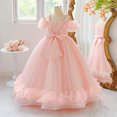 thumbnail image 2 of Tisuna Little Girls Dress Solid Color Short Sleeve Off The Shoulder Suspender Dresses Loose Fashion Girls Dress Up Wear Pink Size 7-8 Years, 2 of 9