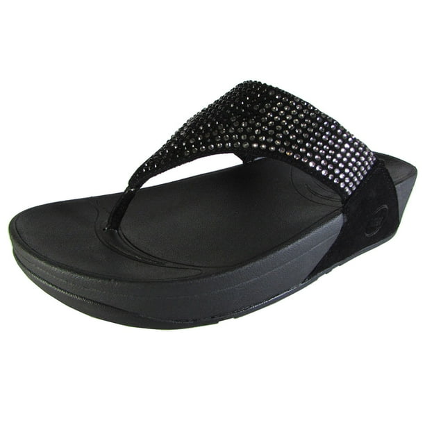 FitFlop FitFlop Womens Flare Leather Thong Flip Flop, Black Walmart