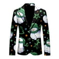 thumbnail image 2 of FAOWME Men's Christmas Suit Jacket Long Sleeved Lapel Buttons Xmas Printed Loose Fashion Comfortable Coats Tops For Casual Daily Wear Dark Green L, 2 of 3