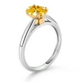 thumbnail image 3 of Gem Stone King 10K White and Yellow Gold Golden Yellow Zirconia Solitaire Engagement Ring for Women (1.21 Cttw, Oval 8X6MM, Gemstone Birthstone, Size 8), 3 of 4