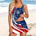 thumbnail image 6 of Danhjin 4th of July Tankini Swimsuits for Women Independence Day's 3 Piece Sets Tankini Top with Skirt and Brief Printed Tummy Control Bathing Suit, 6 of 6