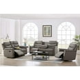 thumbnail image 3 of 3-Seater Dark Grey Polyester Recliner Sofa with 2 Cup Holders and Reversible Center Back Theater Seating Furniture Sofa Bed (Dark Grey), 3 of 6