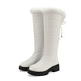 thumbnail image 4 of Pandaie Women's Winter Knee High Boots Waterproof Warm Fleece Lined Wide Calf Snow Boot Pull on Platform Walking Outdoor Shoes White 6, 4 of 7