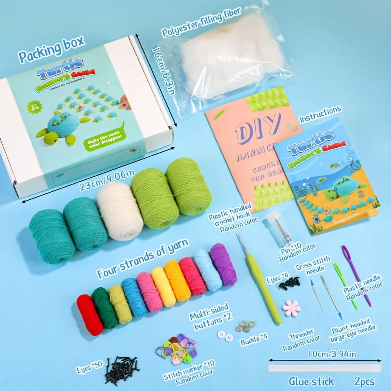 Crochet Kit for Beginners _ Turtle Crocheting Animals Kits with Step-by-Step Video Tutorials - Knitting Supplies for Adults, Crochet Hooks Yarn DIY Craft Art