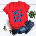 thumbnail image 1 of Hauts d'Été Grande Taille pour Femmes, Mode Décontractée, Imprimé Papillon, Manches Courtes, Col Rond, Hauts Graphiques Originaux, T-Shirt Col en V pour Femmes en Liquidation, 1 of 3