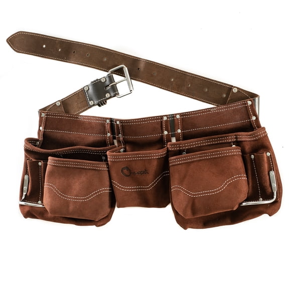 CHEETAH: Suede Leather 11 Pocket Tool And Nail Apron with Leather Belt