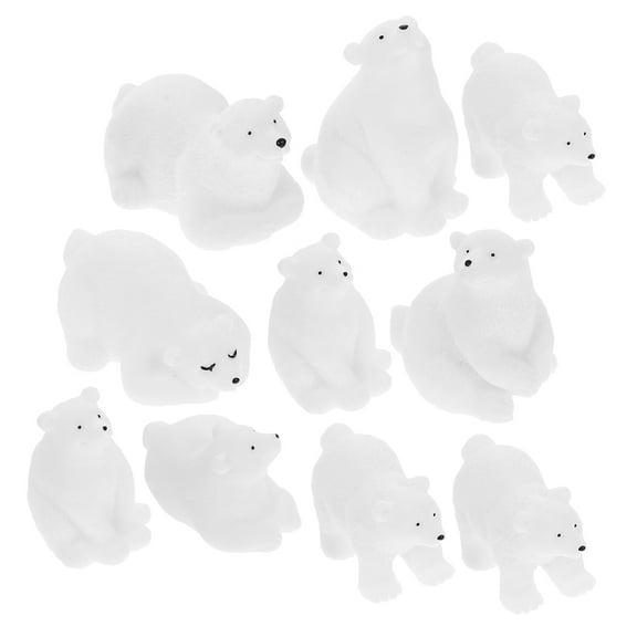GOOHOCHY polar bears set Micro Landscape Polar Bear Ornament White Ornaments Mixed Style 10pcs