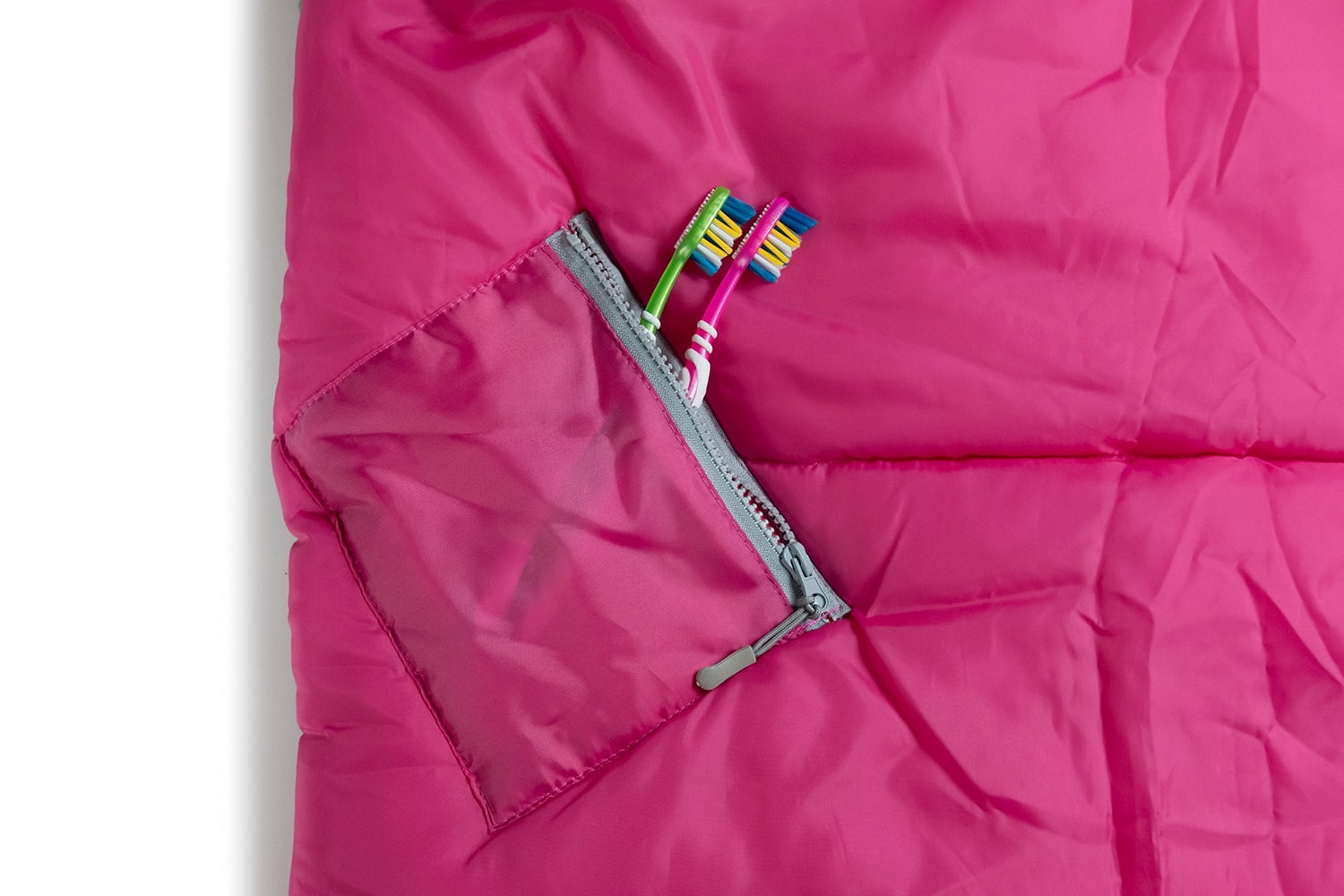Mimish Sleep-N-Pack, 37F Kid's Sleeping Bag & Backpack, Cozy Liner, Hibiscus Pink/Coconut White